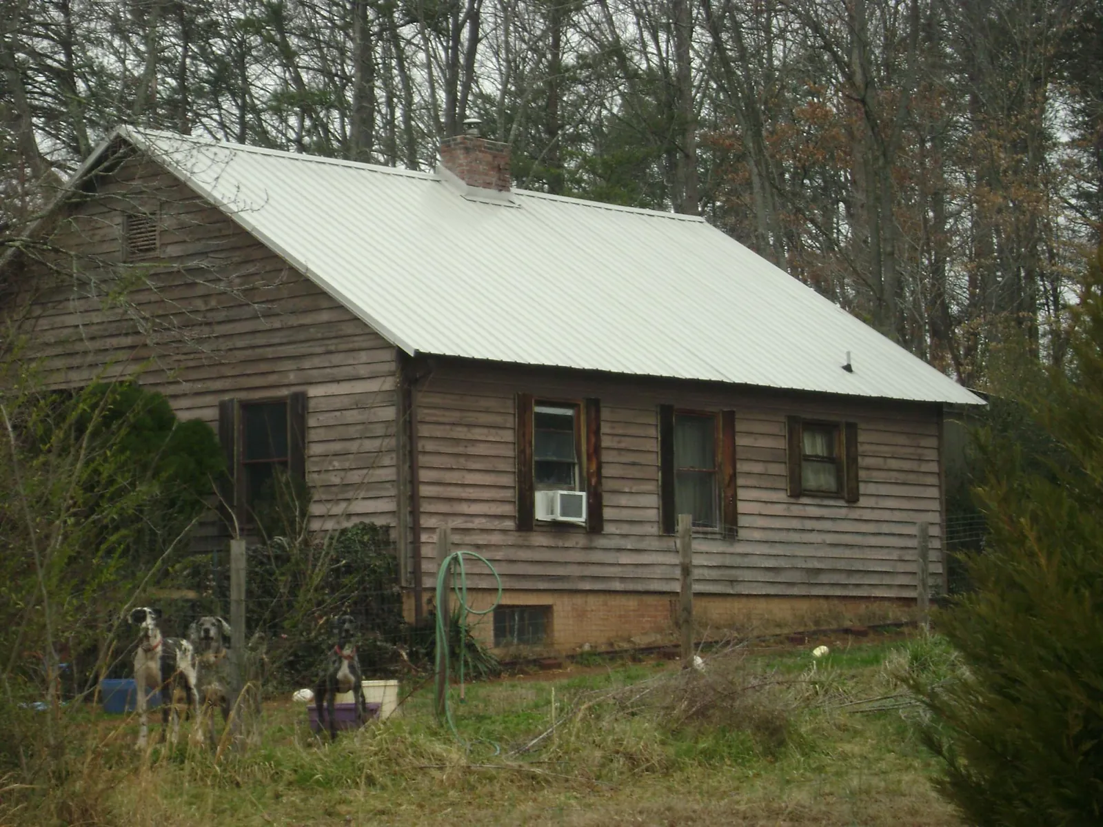 White metal roof on an old wood sided farmhouse, from a Metal Roof Installation job in Berrien Springs